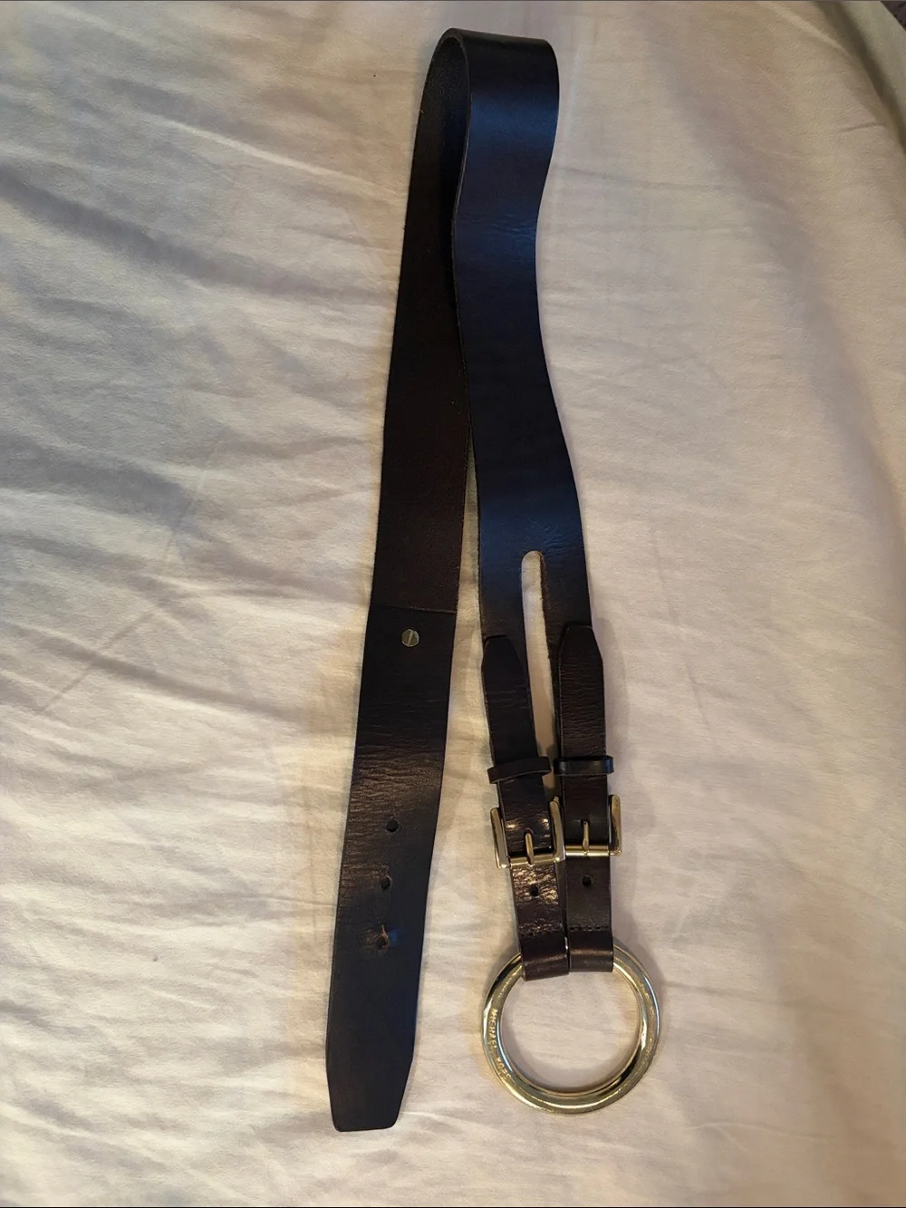 Michael Kors Brown Leather Belt with Gold O-Ring